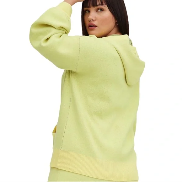 TORRID Luxe Cozy Lovesick Sweater Hoodie & Shorts Set Neon Yellow - Picture 5 of 9